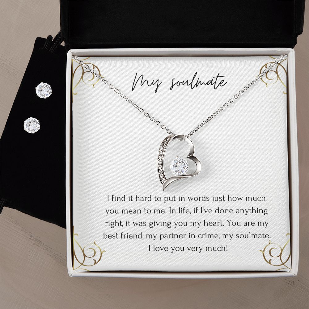 Forever Love Heart Necklace and Earring Set: My Soulmate