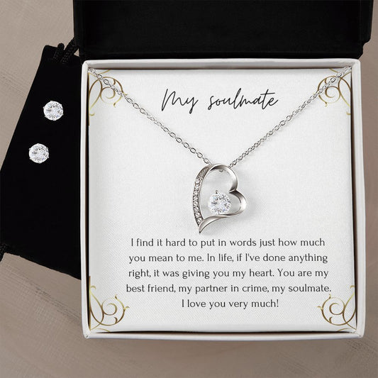 Forever Love Heart Necklace and Earring Set: My Soulmate