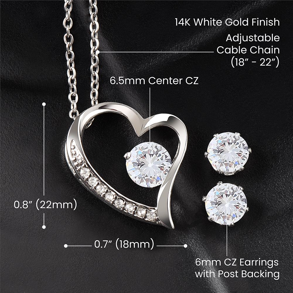 Forever Love Necklace and Earrings Set: Beautiful Daughter - Love Dad