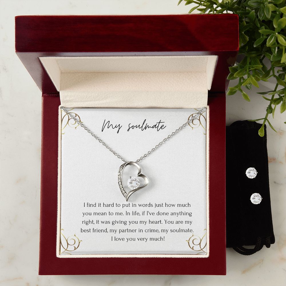 Forever Love Heart Necklace and Earring Set: My Soulmate